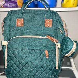 Chic Teal Backpack with Brown Details
